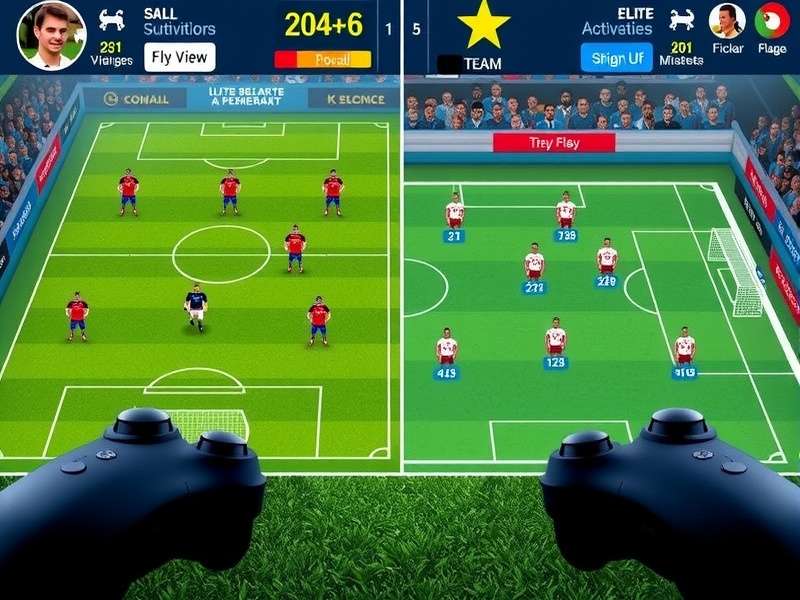 Tactical Formations in Elite Kickers Elite Kickers tactical formation screen showing player positions