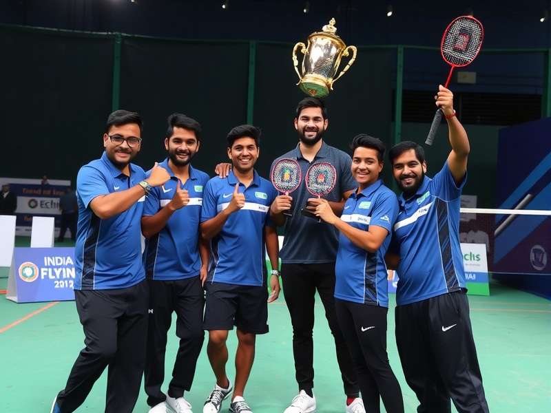 India Badminton Aces Championship Victory India Badminton Aces championship trophy celebration