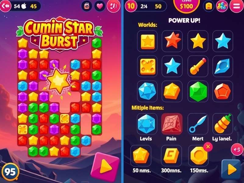 Cumin Star Burst Level Selection Cumin Star Burst level selection screen showing multiple worlds