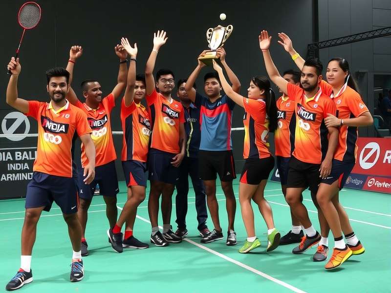 India Badminton Aces Players in Competitive Action India Badminton Aces players in action during match