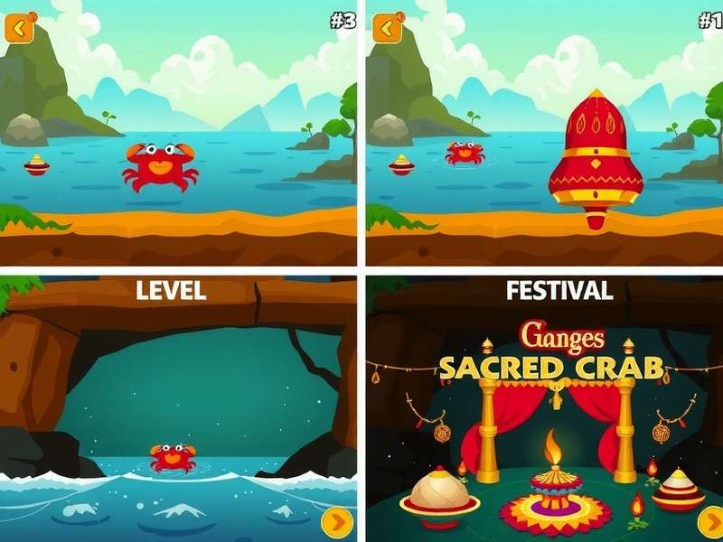 Ganges Sacred Crab level progression showing different river environments