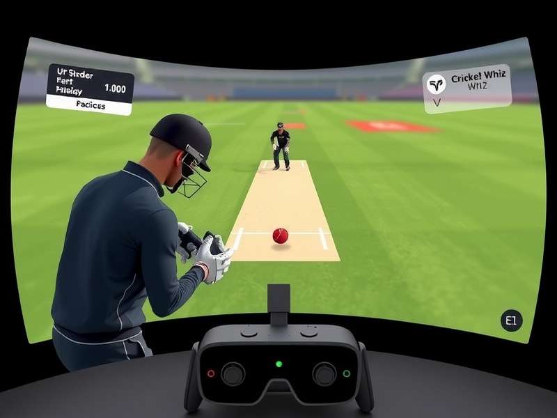 Cricket VR Fielding Whiz Gameplay Interface Cricket VR Fielding Whiz gameplay interface showing virtual fielding practice