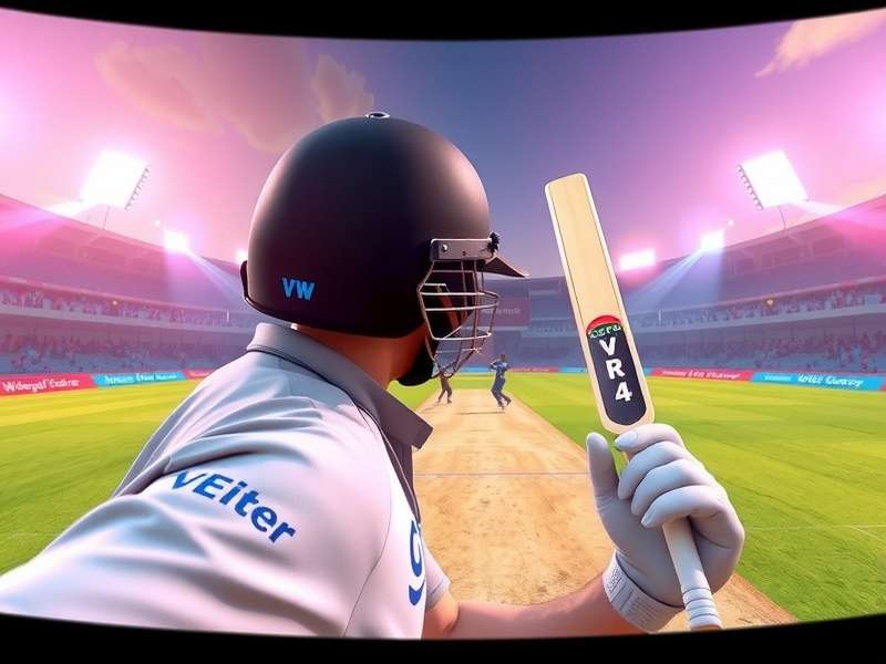 Immersive batting experience in VR Cricket Dazzling Display VR Cricket Dazzling Display gameplay showing batsman perspective
