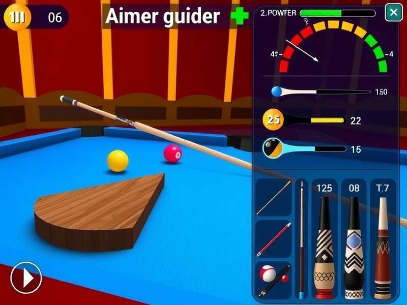 Supreme Billiard Star Customization Supreme Billiard Star customization options showing various cues and table designs