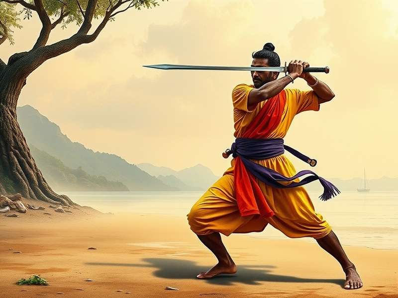 Historical Saffron Swordsmanship Training Historical depiction of Saffron Swordsmanship training in ancient India