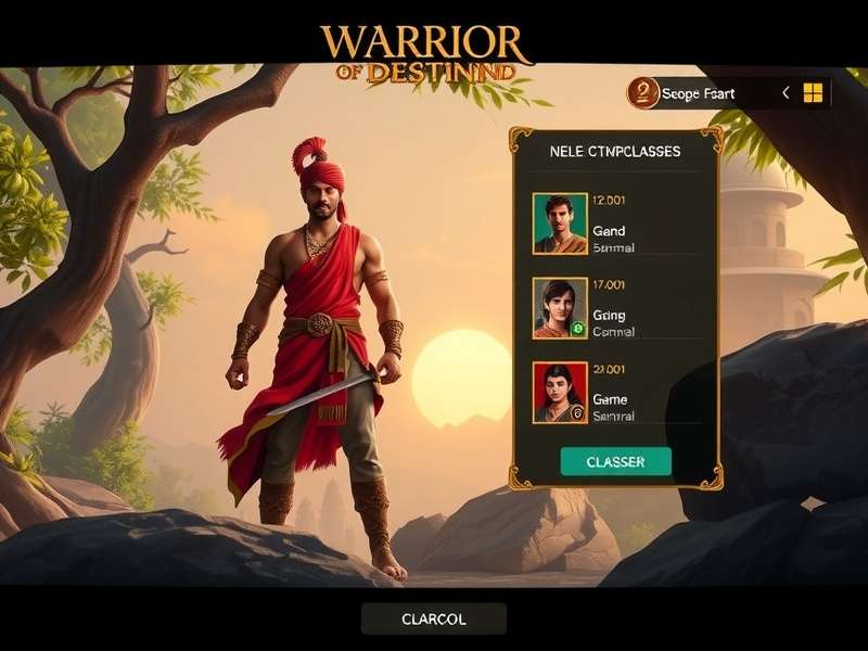 Warrior Of Destiny Ind gameplay screenshot showing character in ancient Indian setting