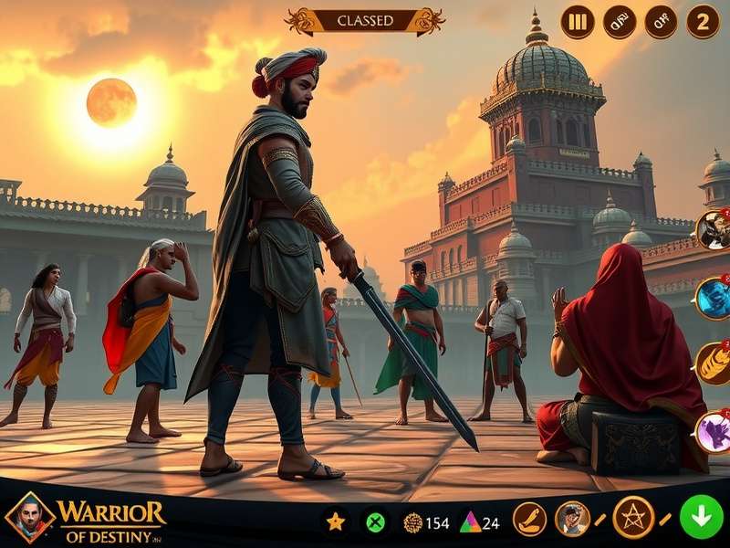 Character selection screen in Warrior Of Destiny Ind showing different classes