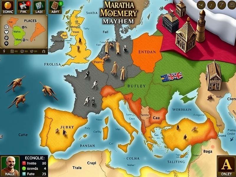 Maratha Monetary Mayhem strategy map showing economic and military planning