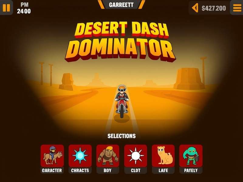 Character Selection in Desert Dash Dominator Desert Dash Dominator character selection screen