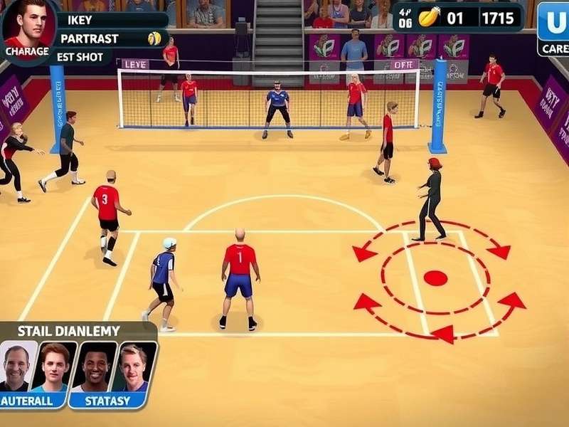 Royals Volley Champion II character selection screen showing diverse athletes