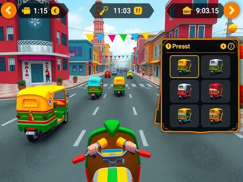 Desi Rickshaw Voyager gameplay screenshot showing colorful Indian streets