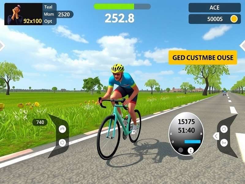 Sangam Cycling Champion Ace gameplay screenshot showing cyclist in Indian landscape