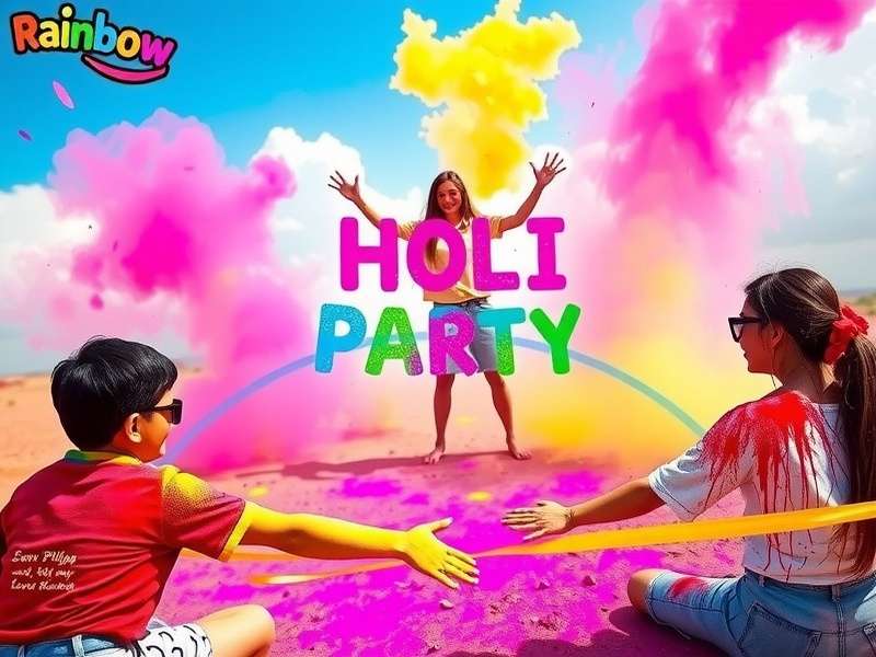 Rainbow Holi Party gameplay showing colorful festival celebration