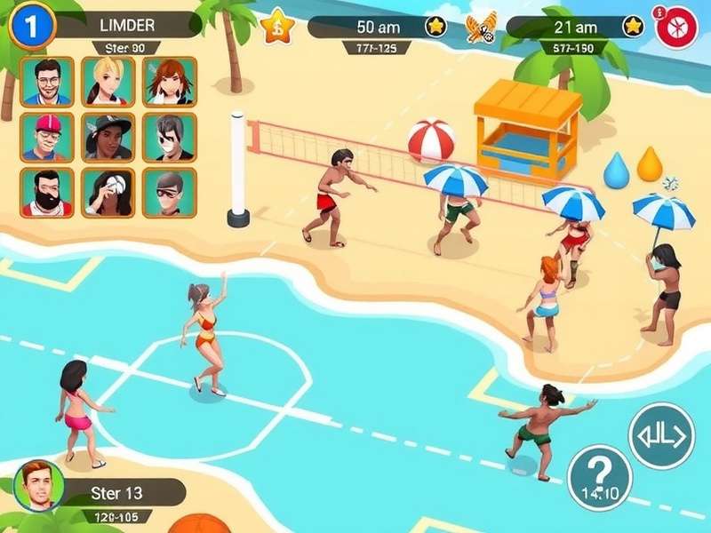 Beach Volley Heroes gameplay screenshot showing characters in action