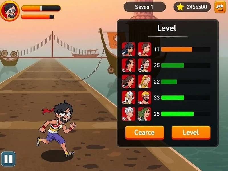 Ganges Blitz Run Level Progression and Upgrades Ganges Blitz Run level progression screen