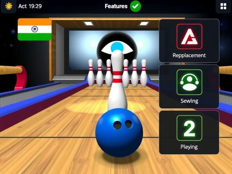 India Bowling Ace Pro gameplay screenshot showing bowling interface