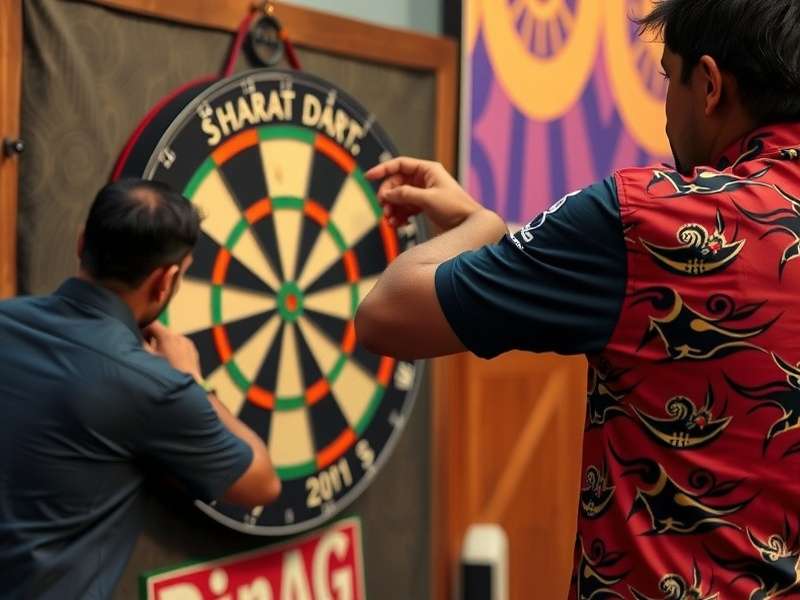 Professional Bharat Dart King Tournament Bharat Dart King competition in progress showing players aiming at traditional dart board