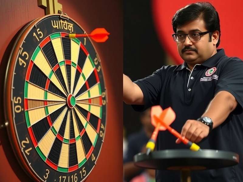 Bharat Dart King Equipment Details Close-up of Bharat Dart King specialized equipment showing traditional dart board and custom darts