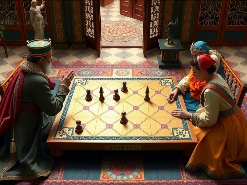 Historical Cha Cha Charm Game Historical depiction of Cha Cha Charm being played in royal courts