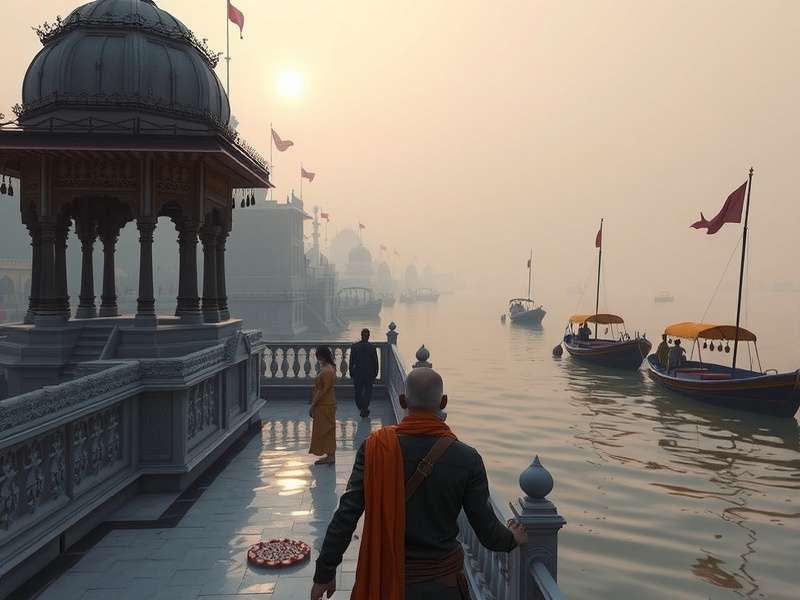 Divine Varanasi Ghat gameplay screenshot showing the sacred Ganges river