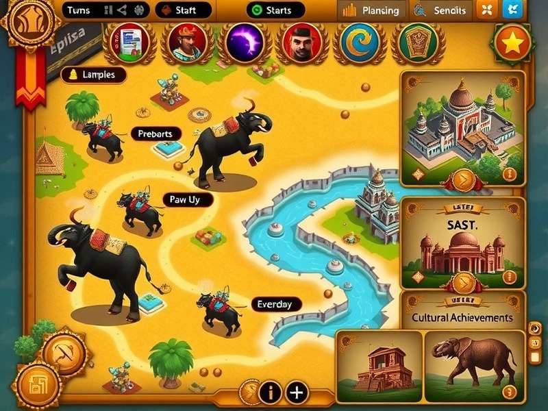 Gupta Dynasty Glory Military Battle Scene Gupta Dynasty Glory battle scene showing war elephants and cavalry