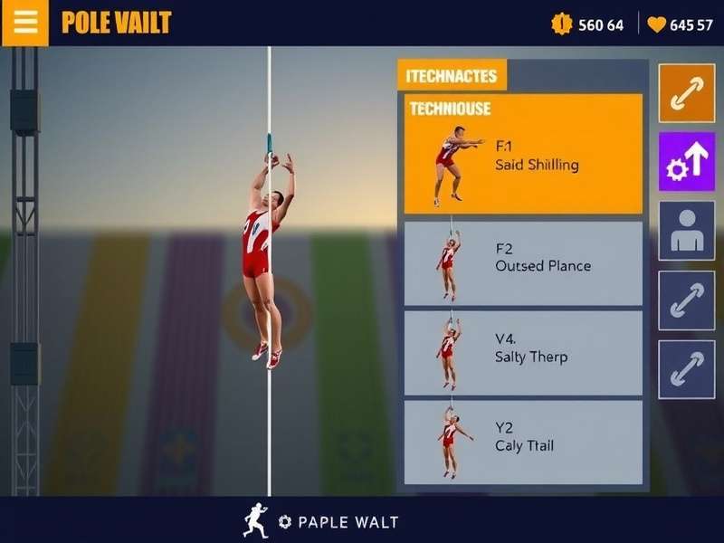 Pole Vault Virtuosos - Dynamic Gameplay Pole Vault Virtuosos gameplay screenshot showing character mid-vault