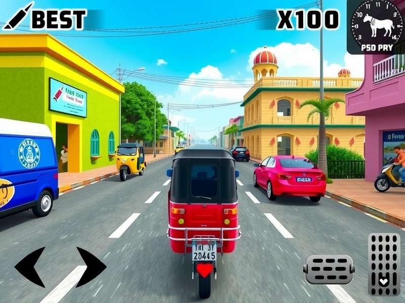 Tuk Tuk Crazy Ride - Vibrant Indian Street Racing Tuk Tuk Crazy Ride gameplay showing colorful Indian streets
