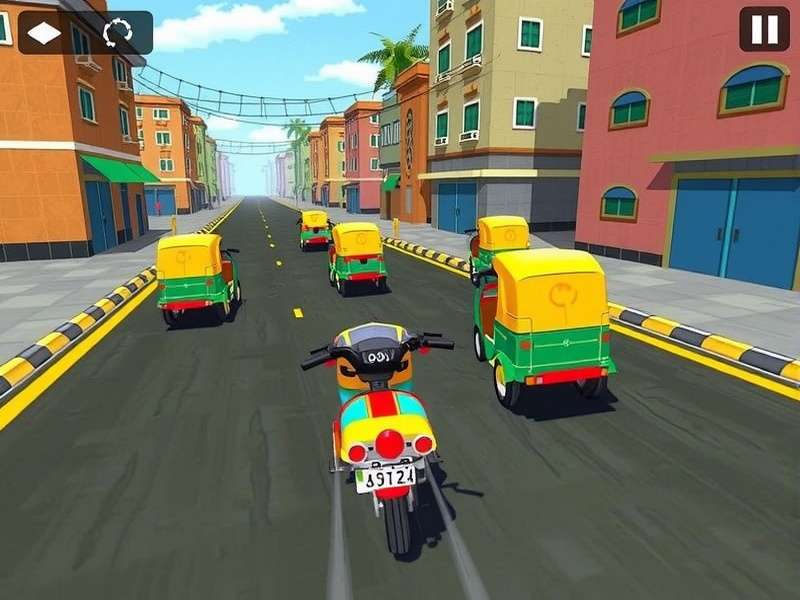 Rickshaw Race Extreme Gameplay Rickshaw Race Extreme gameplay screenshot showing colorful rickshaws racing through Indian streets