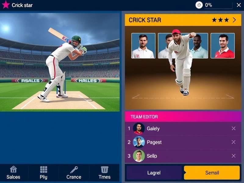 Elite Crick Star Batting Interface Elite Crick Star gameplay screenshot showing batting interface