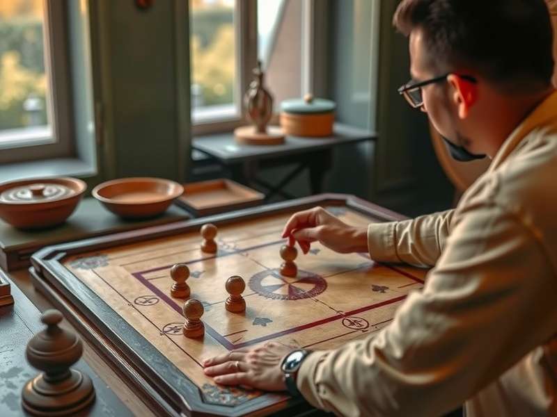 Professional Carrom Elite Edition Board Carrom Elite Edition board setup with pieces
