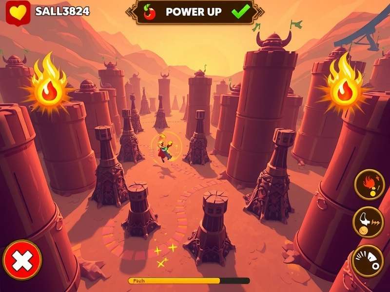 Chilli Flame Runner strategy guide showing optimal path through complex obstacle course