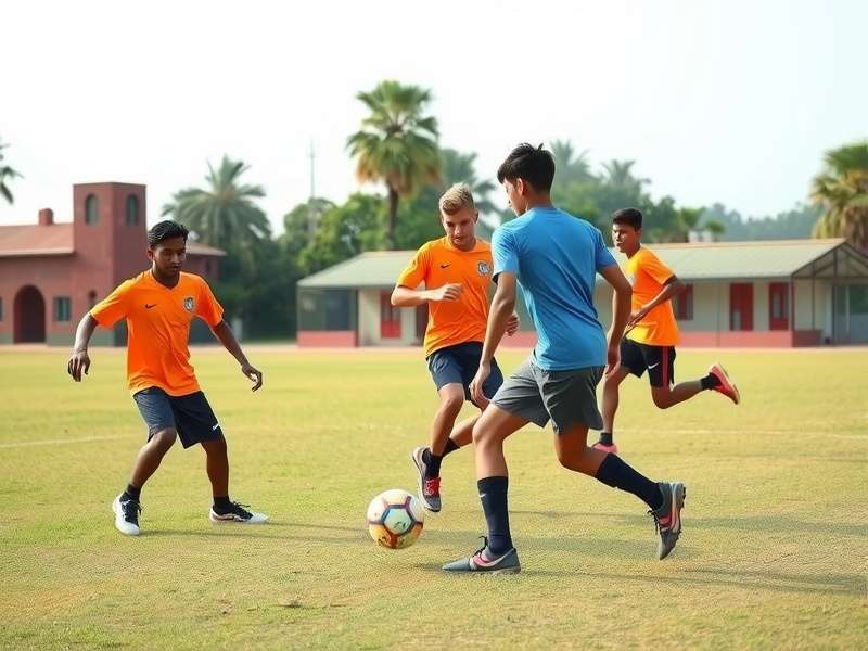 Goa football match action Goa footballers in action during match