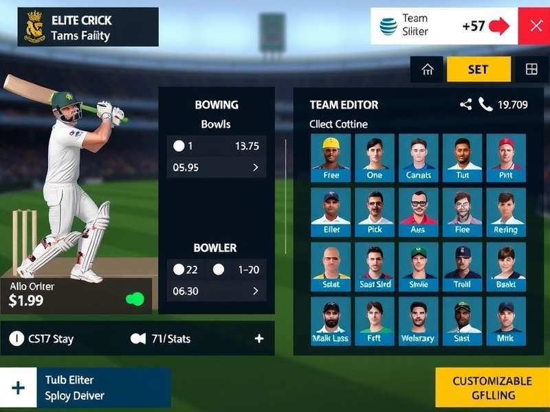 Elite Crick Star Team Customization Elite Crick Star customization options showing team editor