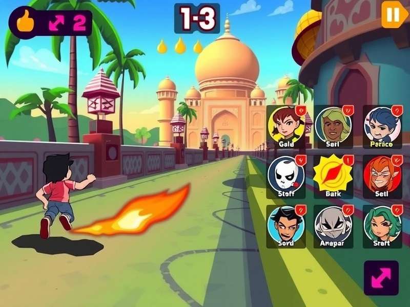 Speedy Sprint Sensation Gameplay Speedy Sprint Sensation gameplay screenshot showing character racing through vibrant Indian-inspired environment