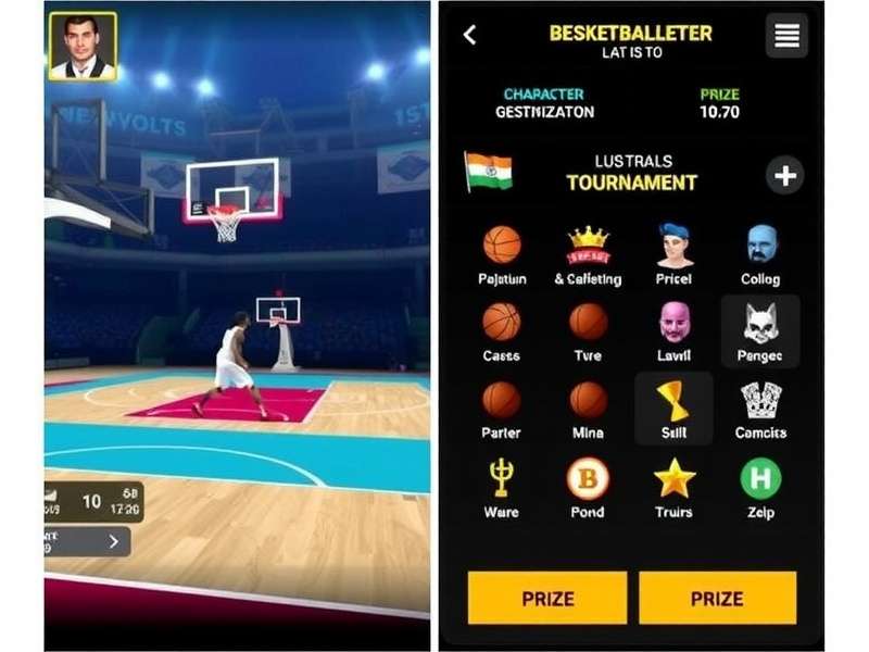 Three Point King India Gameplay Interface Three Point King India gameplay screenshot showing basketball court and shooting interface