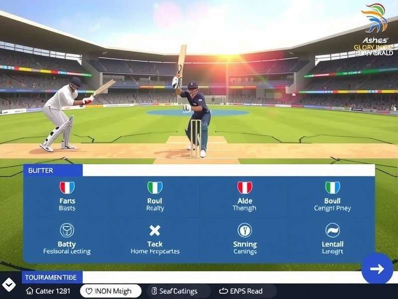Ashes Glory India Grand gameplay screenshot showing batting interface