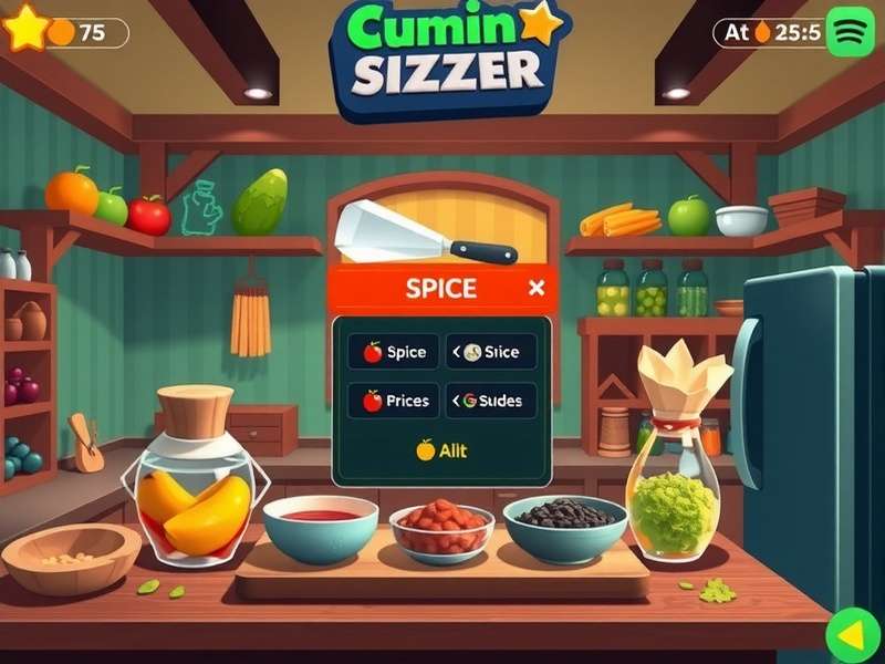 Cumin Sizzle Champion Virtual Kitchen Interface Cumin Sizzle Champion gameplay showing virtual kitchen
