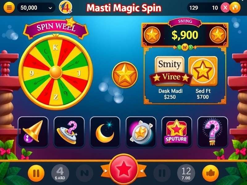 Masti Magic Spin Game Interface Masti Magic Spin gameplay interface showing colorful spinning wheel and rewards