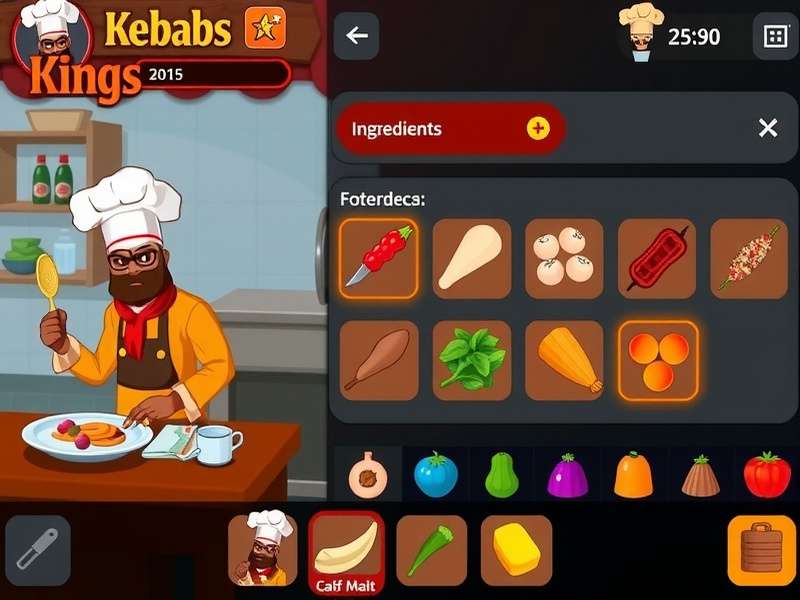 Kebabs Kings gameplay screenshot showing character selection and cooking interface