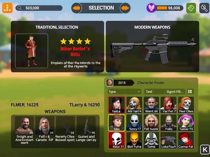 Weapon Arsenal in Bihar Battle Blitz Bihar Battle Blitz weapon selection screen showing traditional and modern weapons