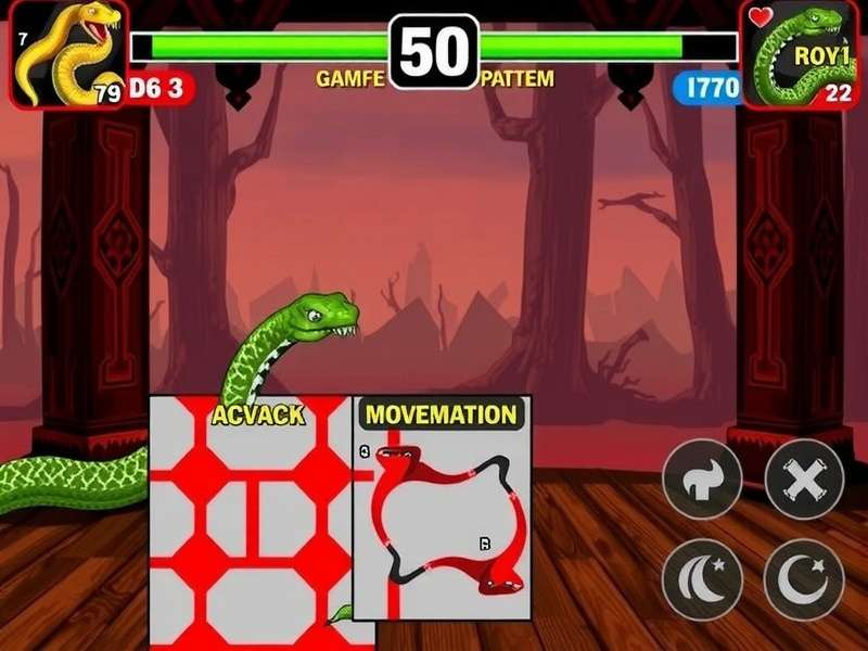 Advanced Snake Fighter strategy illustration showing movement patterns