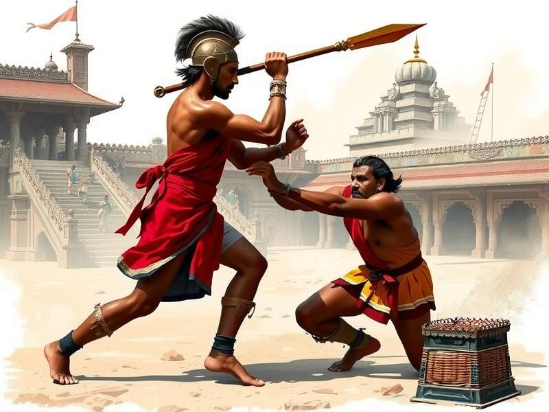 Ancient artwork showing Tumkur Mighty Gladiator techniques Historical depiction of Tumkur Mighty Gladiator