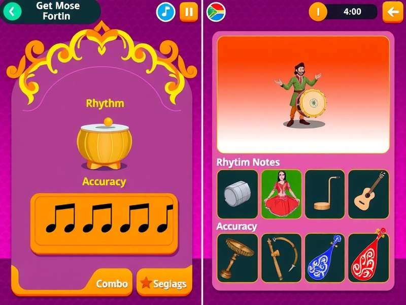 Sangeet Sprint Showdown customization options showing character outfits and instrument skins