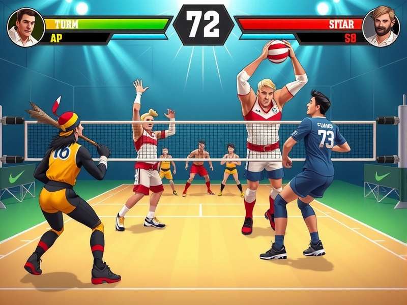 Volley Victorious Kingpin gameplay screenshot showing intense volleyball action