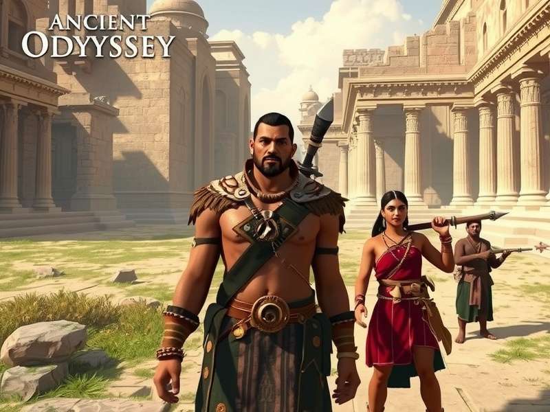 Ancient Odyssey Chieftain character lineup showing main protagonist and supporting characters