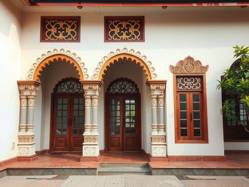 Traditional jali work combined with modern glass in Indian villa