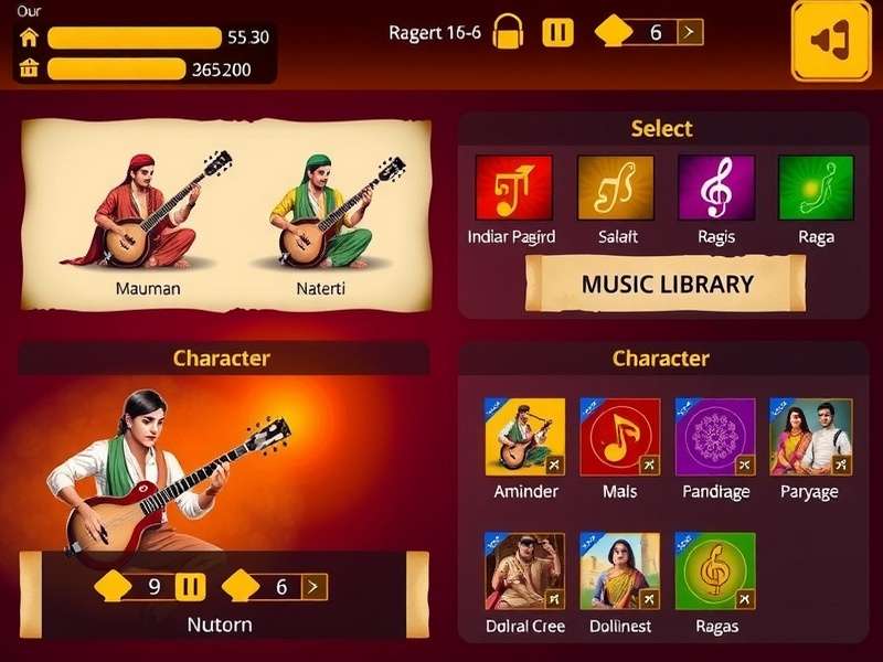 Sitar Heroic Strike Gameplay Sitar Heroic Strike gameplay screenshot showing traditional Indian instruments