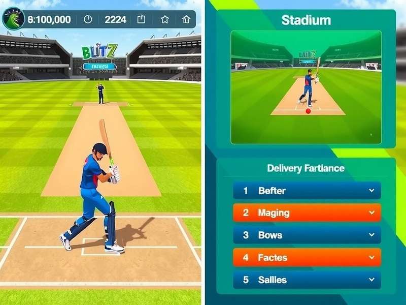 Cricket Ball Blitz gameplay screenshot showing batting interface