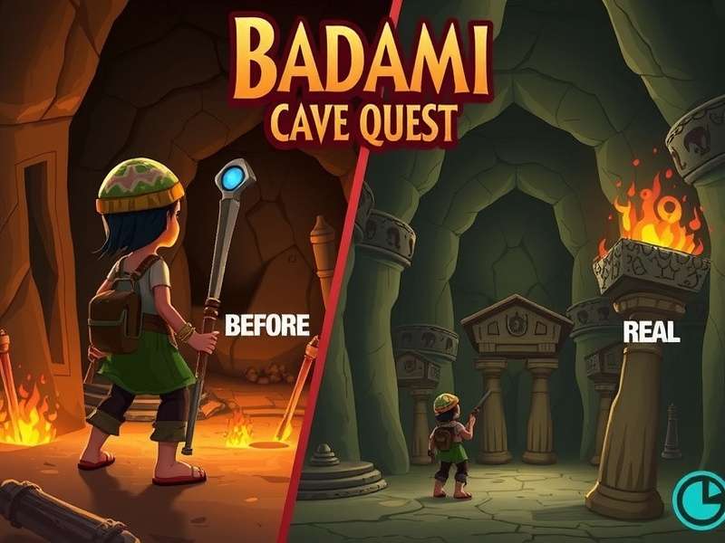 Badami Cave Quest - Artifact Interaction Character interacting with ancient artifacts