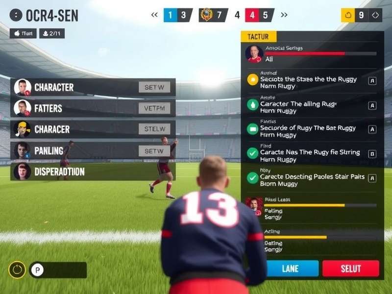 Rugby Heroic Journey tactical setup screen